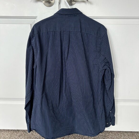 Gap Men's Button Down Dress Shirt  Dark Blue with Stripes Slim Fit Size XL - Picture 2 of 3